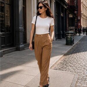 Whistles High-Waist Tapered 100% silk Pants size 2